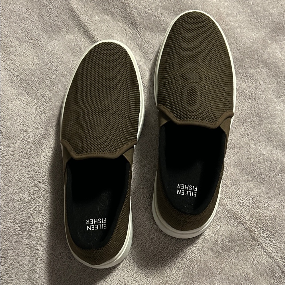 Eileen Fisher Brown Slip-On Loafer type casual shoe.